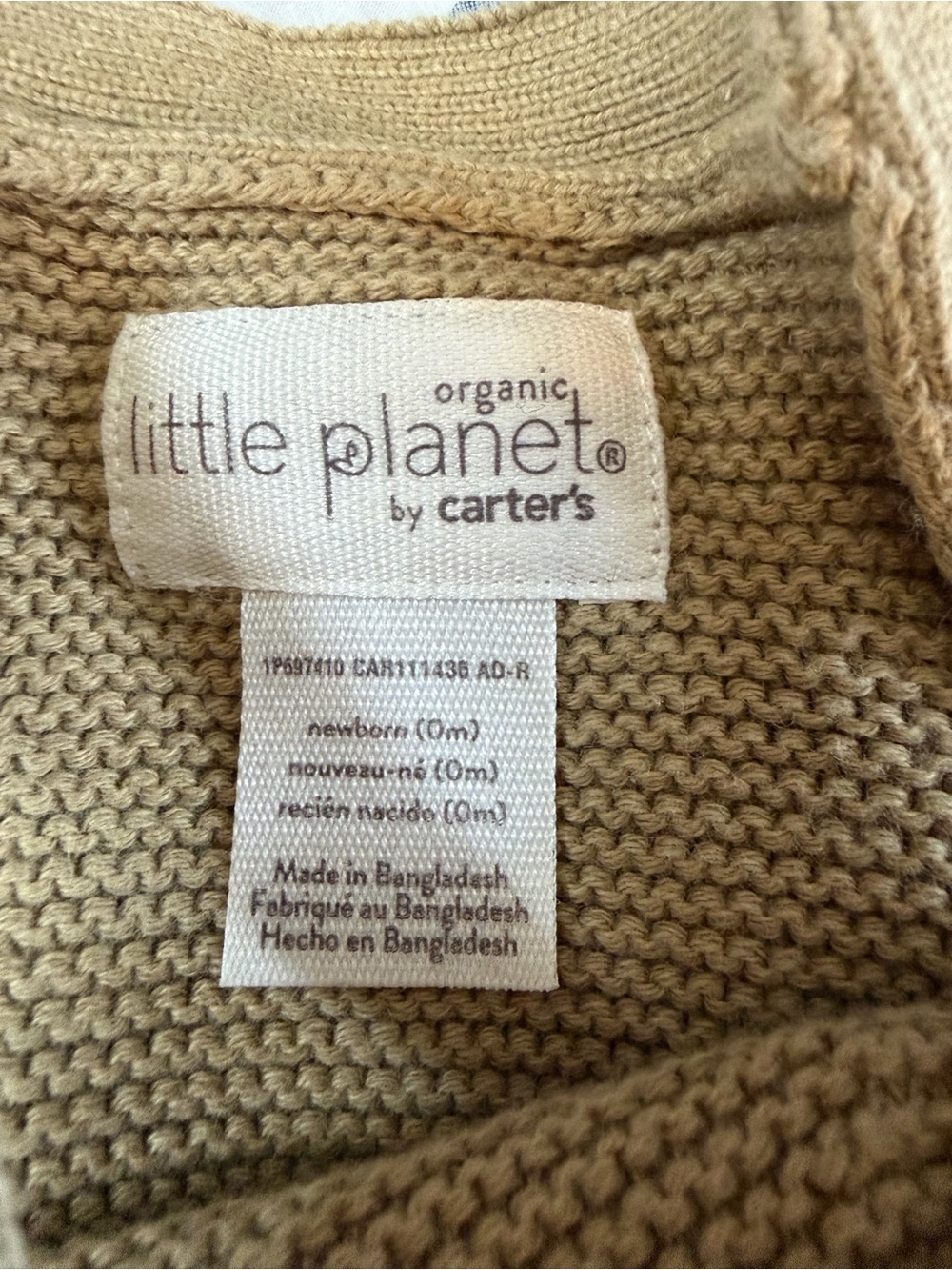 Little Planet by Carter's NB Organic Knit Overalls | Tan Khaki - Picture 5 of 5